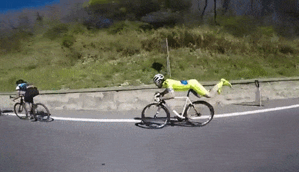 A gif showing how fast a bike can go downhill - if you change your riding position.